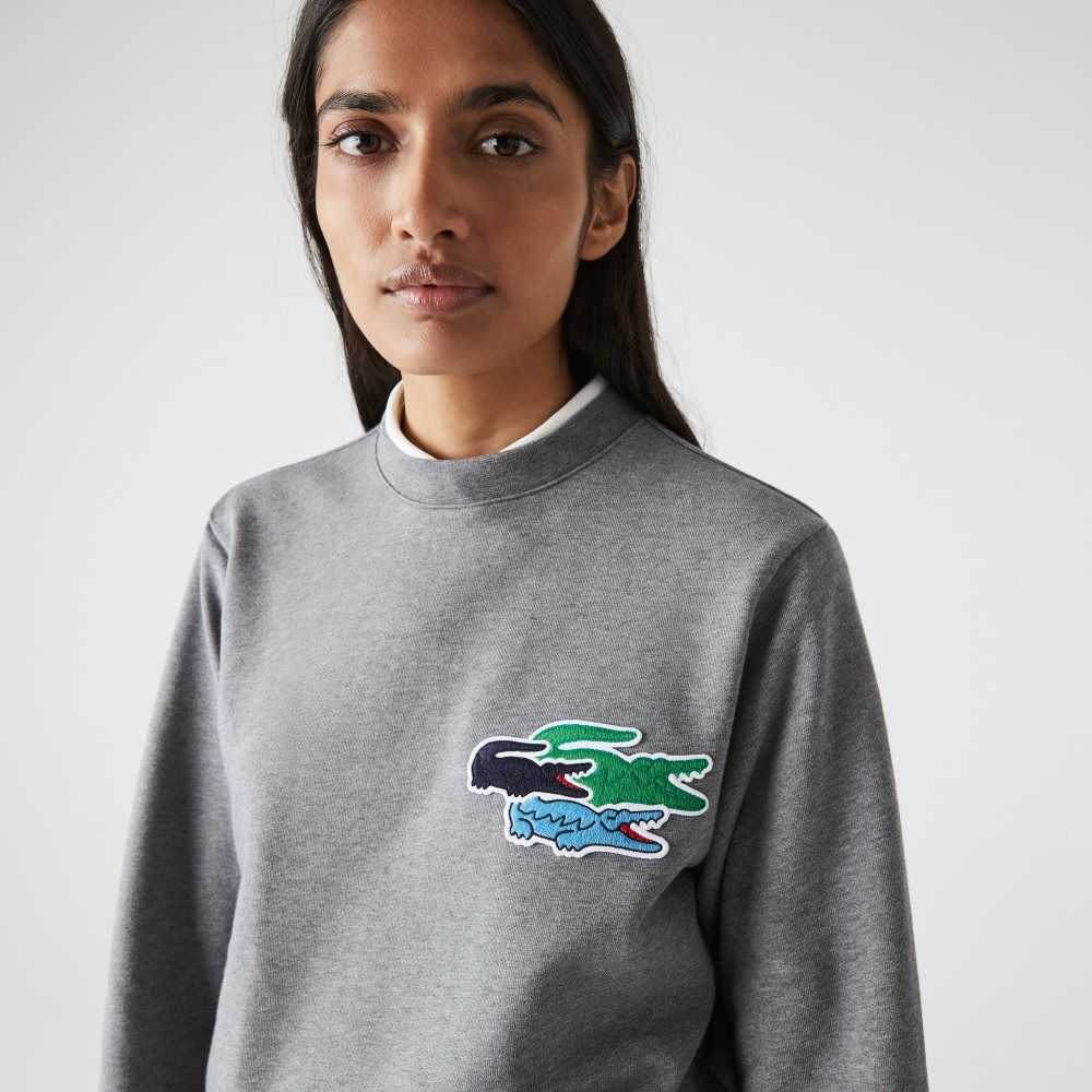 Lacoste Crew Neck Organic Cotton Sweatshirt Grey Chine | VXJ-047528