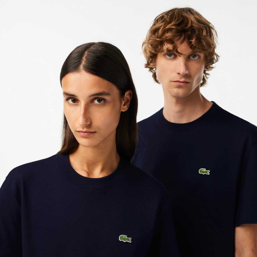 Lacoste Crew Neck Organic Cotton T-Shirt Navy Blue | BRZ-647901