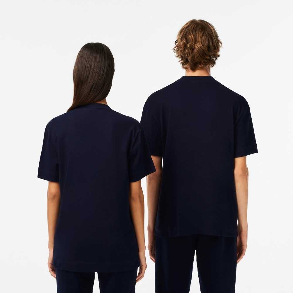 Lacoste Crew Neck Organic Cotton T-Shirt Navy Blue | BRZ-647901