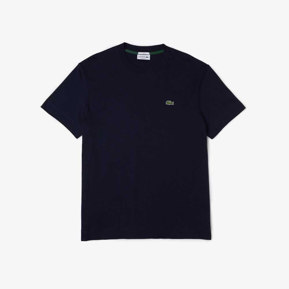 Lacoste Crew Neck Organic Cotton T-Shirt Navy Blue | BRZ-647901