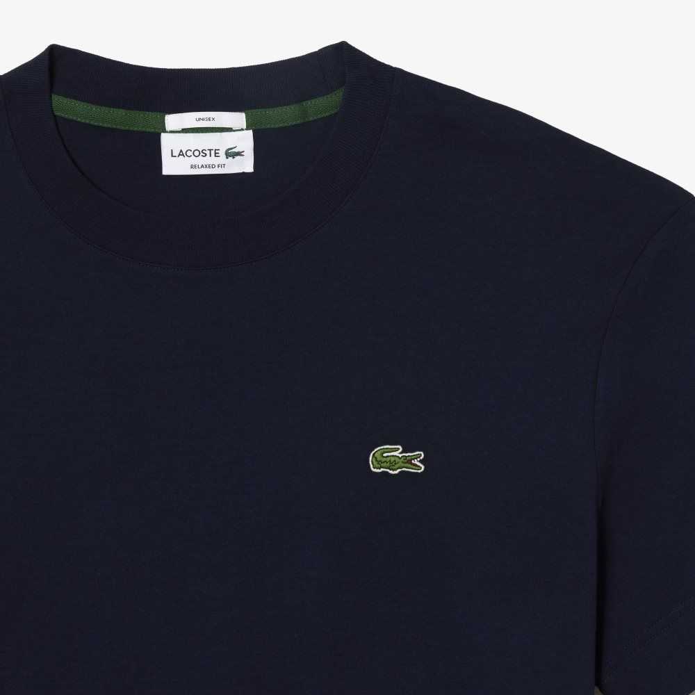 Lacoste Crew Neck Organic Cotton T-Shirt Navy Blue | BRZ-647901