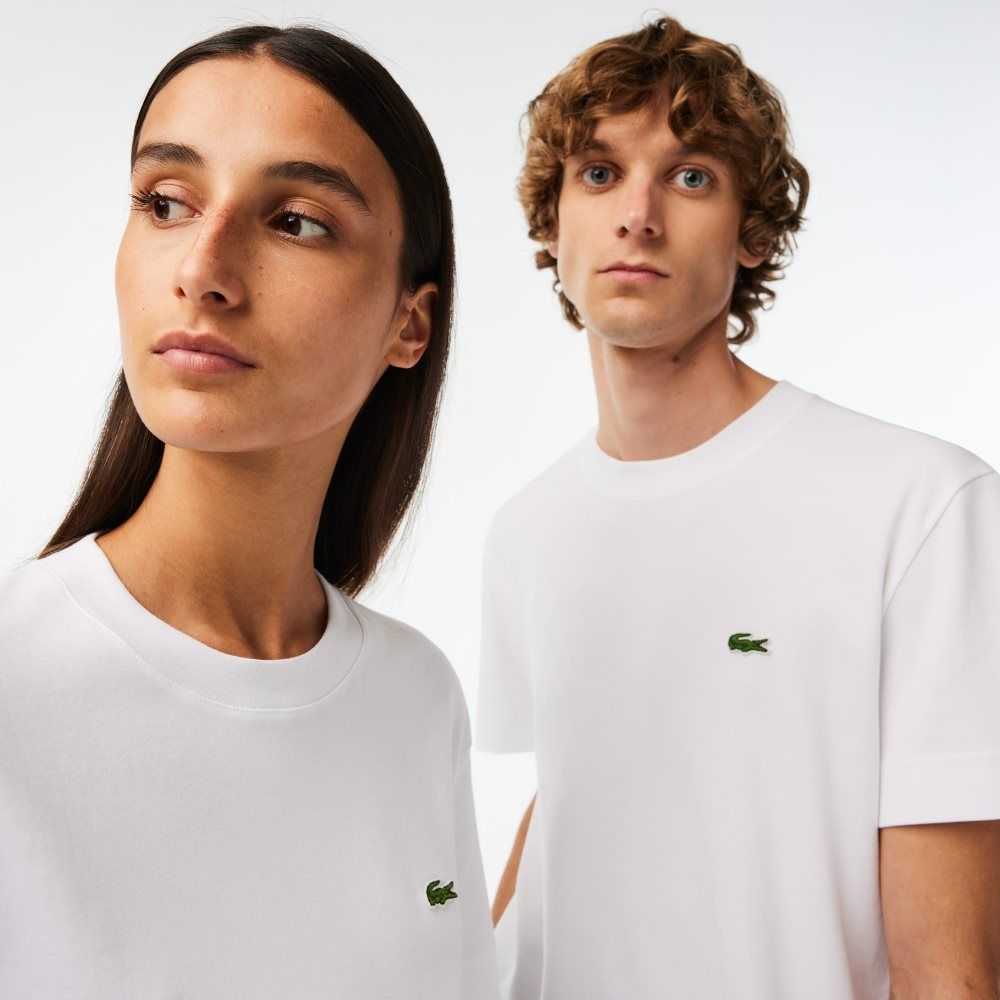 Lacoste Crew Neck Organic Cotton T-Shirt White | GFP-287319