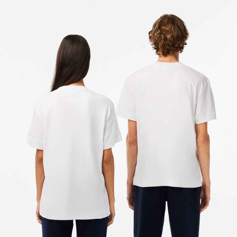 Lacoste Crew Neck Organic Cotton T-Shirt White | GFP-287319