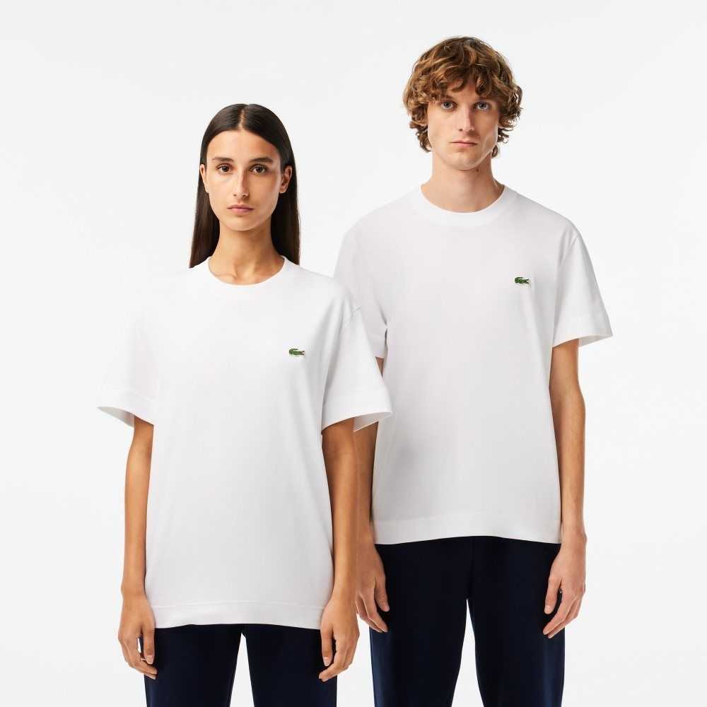 Lacoste Crew Neck Organic Cotton T-Shirt White | GFP-287319