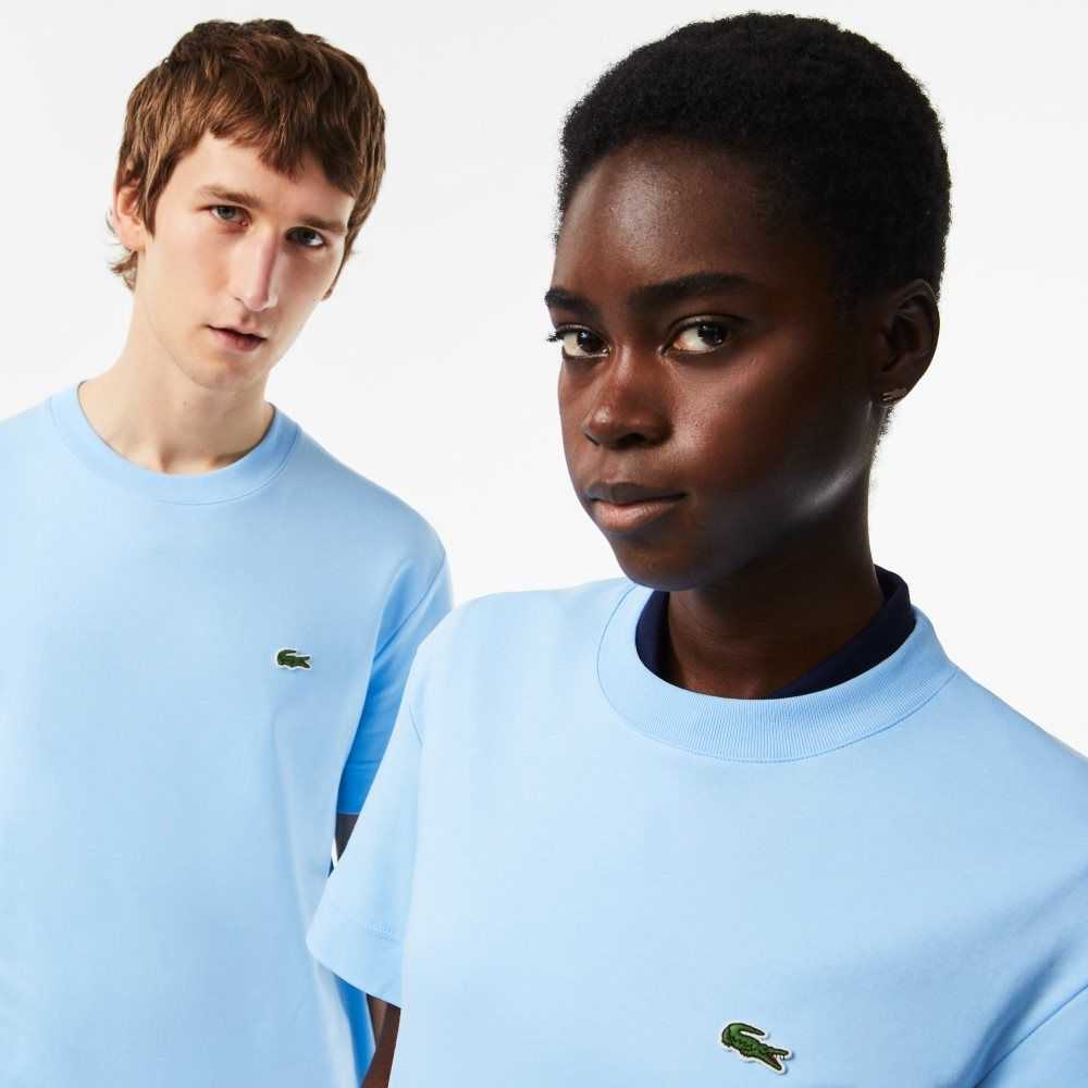 Lacoste Crew Neck Organic Cotton T-Shirt Blue | LKG-508316