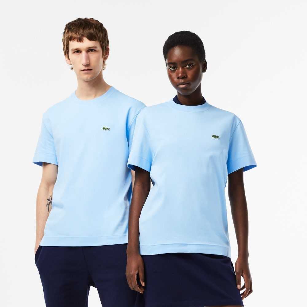 Lacoste Crew Neck Organic Cotton T-Shirt Blue | LKG-508316