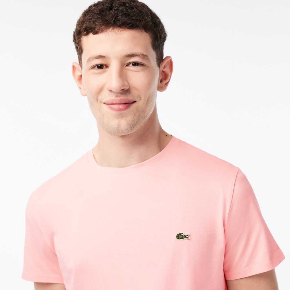 Lacoste Crew Neck Pima Cotton Jersey T-Shirt Pink | BCH-813576