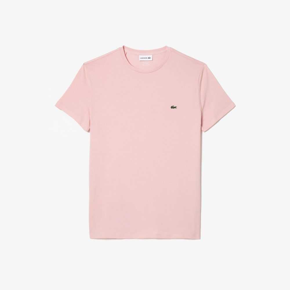 Lacoste Crew Neck Pima Cotton Jersey T-Shirt Pink | BCH-813576