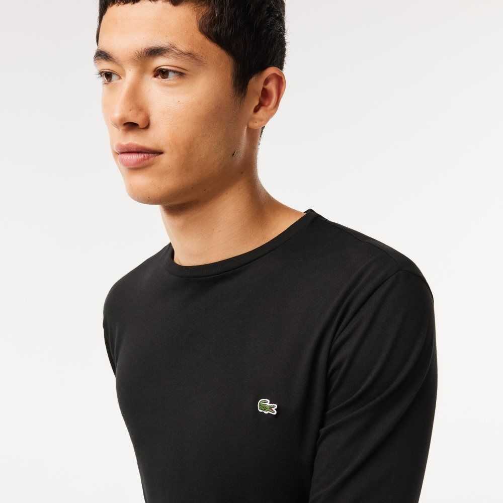 Lacoste Crew Neck Pima Cotton Jersey T-Shirt Black | DSO-765841