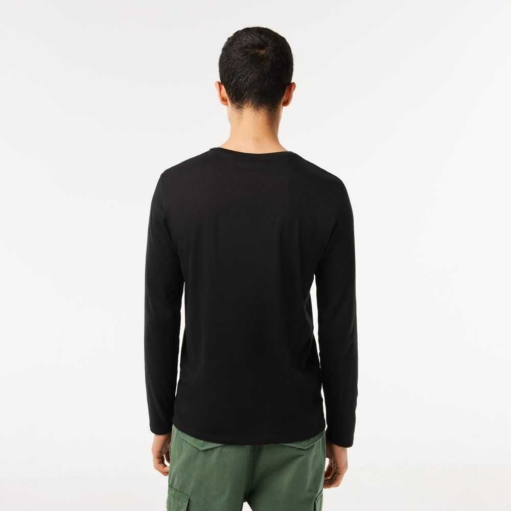 Lacoste Crew Neck Pima Cotton Jersey T-Shirt Black | DSO-765841