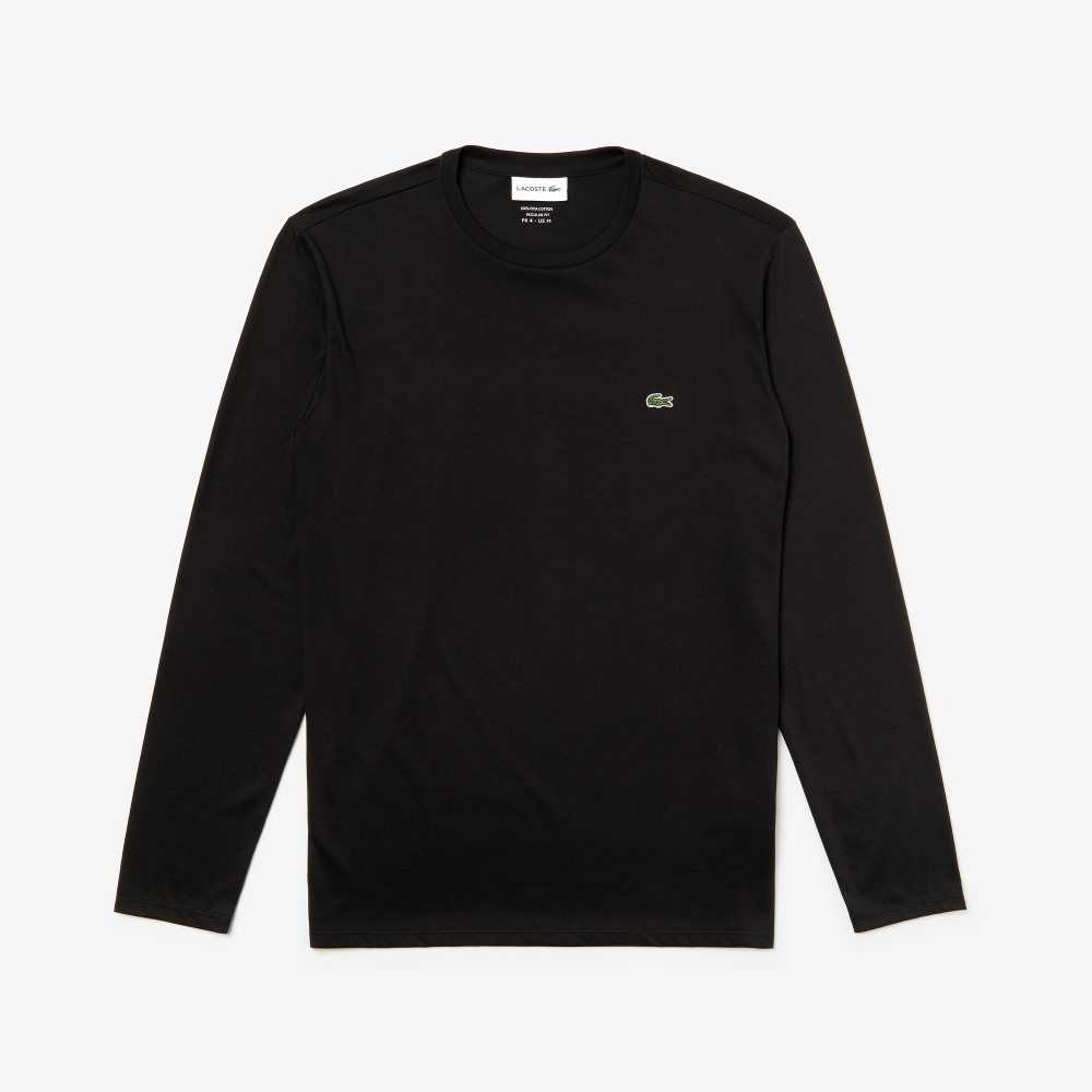 Lacoste Crew Neck Pima Cotton Jersey T-Shirt Black | DSO-765841