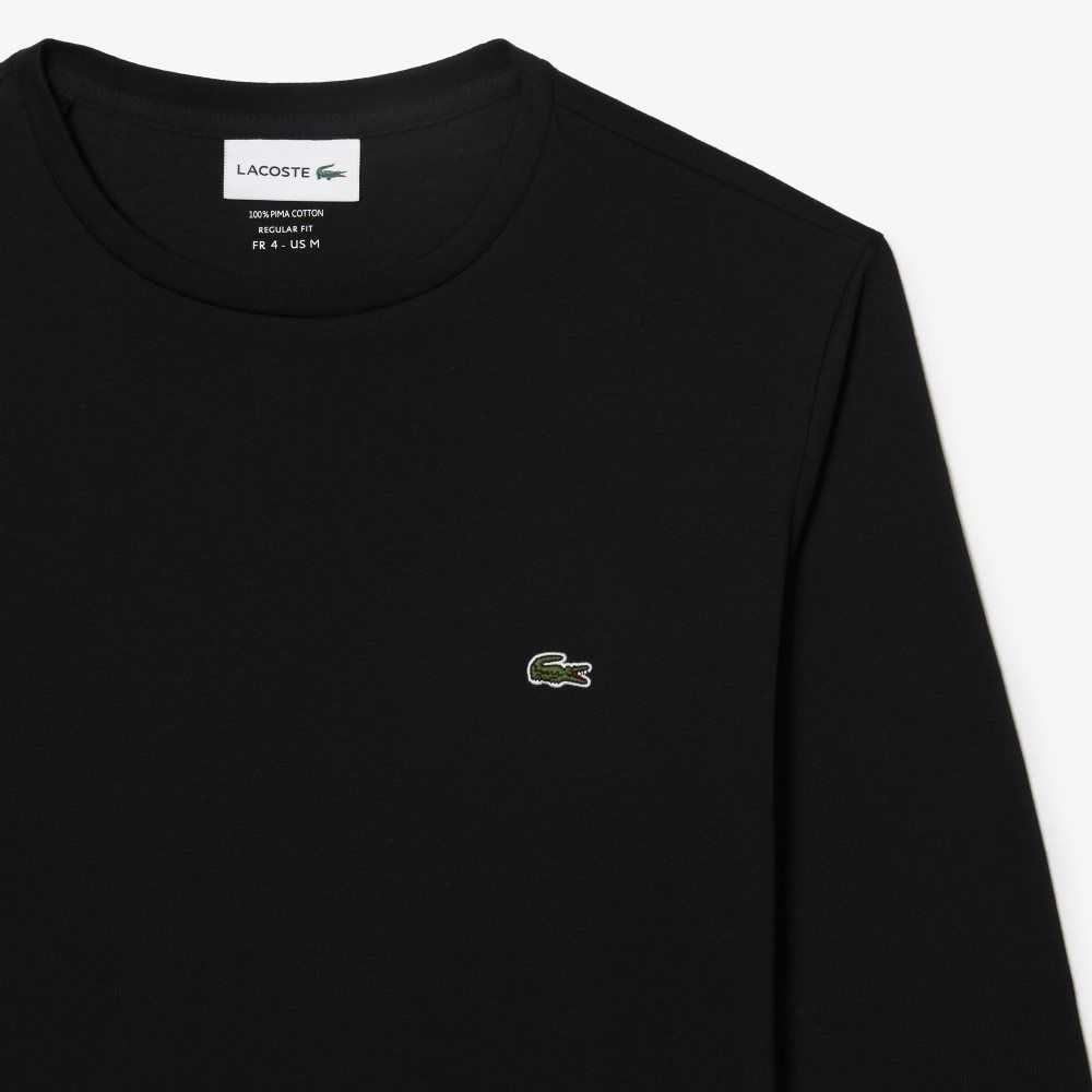 Lacoste Crew Neck Pima Cotton Jersey T-Shirt Black | DSO-765841