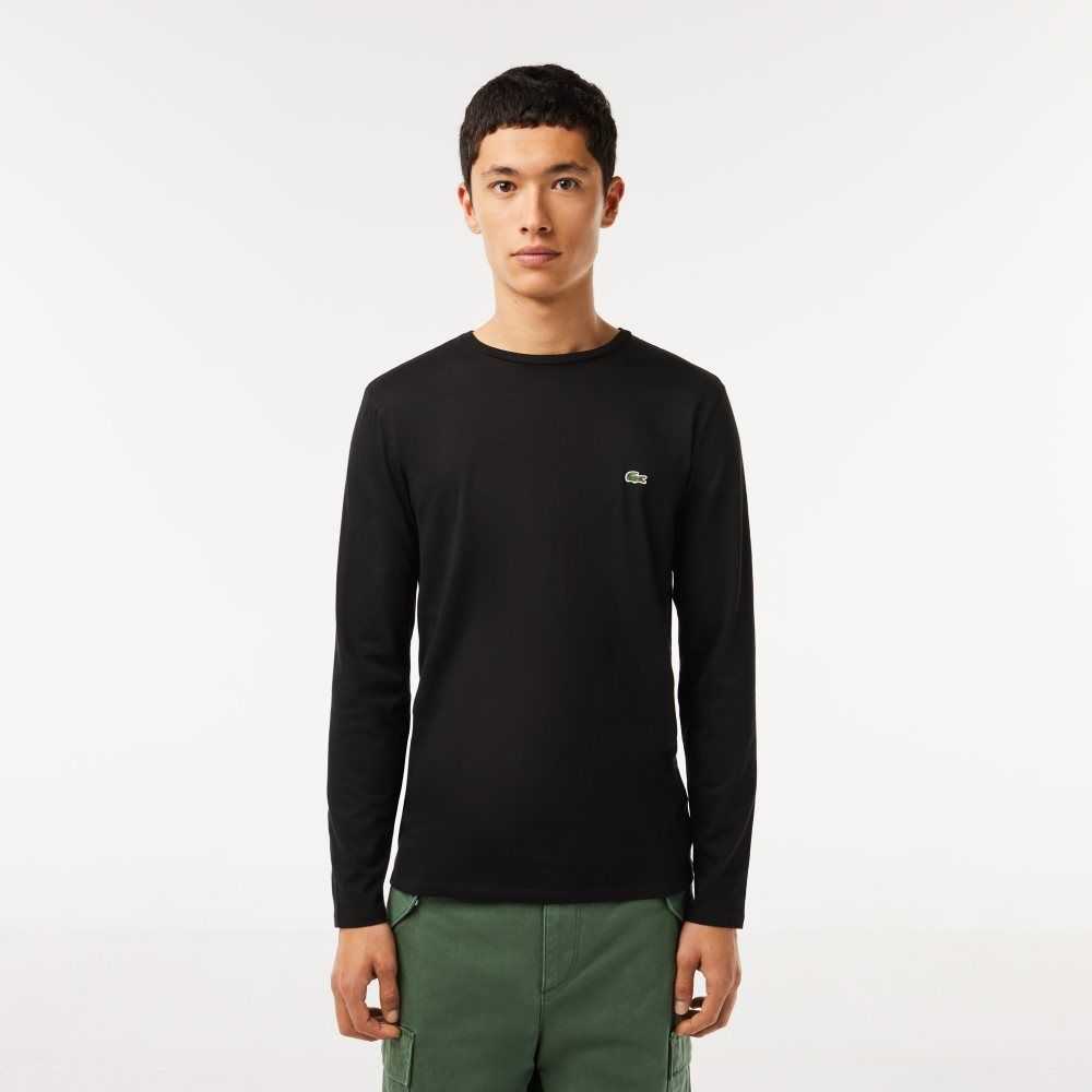 Lacoste Crew Neck Pima Cotton Jersey T-Shirt Black | DSO-765841