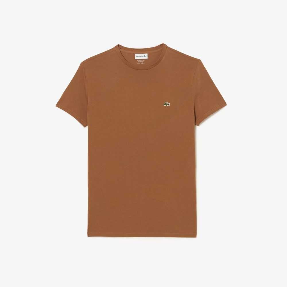 Lacoste Crew Neck Pima Cotton Jersey T-Shirt Light Brown | DZK-394065