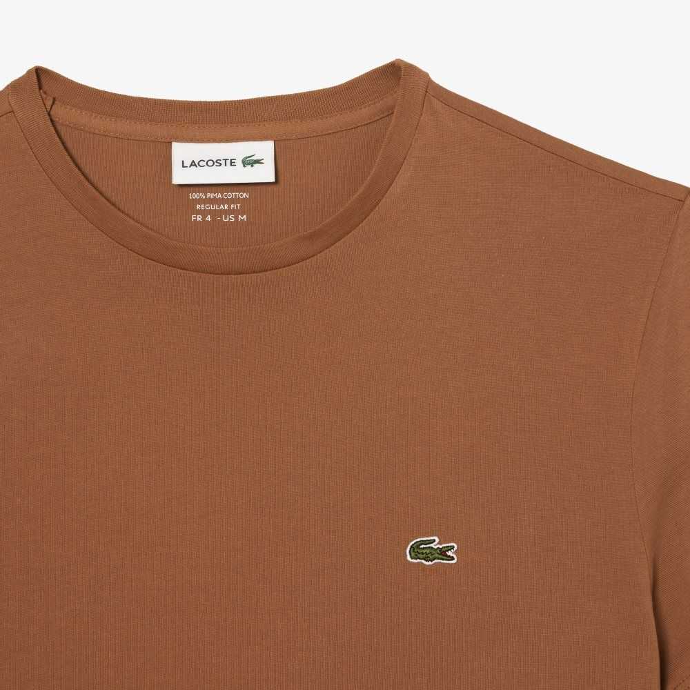 Lacoste Crew Neck Pima Cotton Jersey T-Shirt Light Brown | DZK-394065