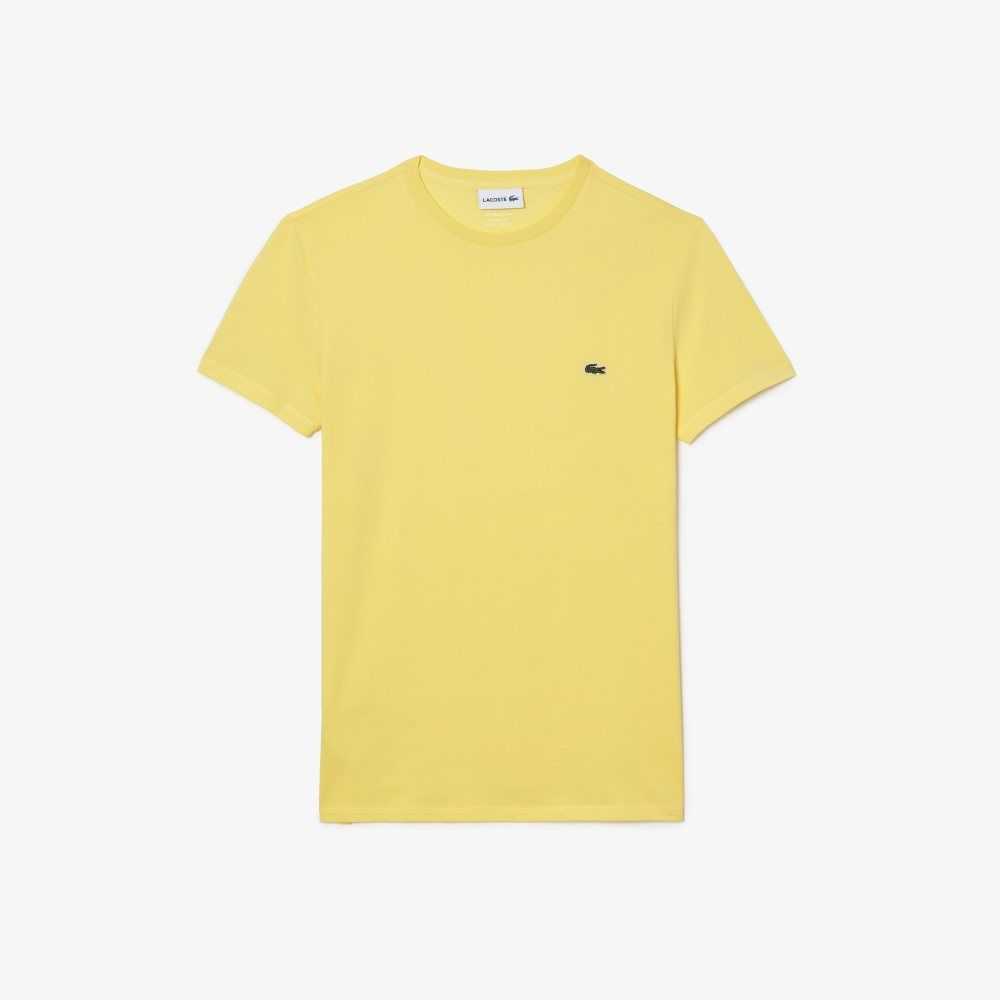 Lacoste Crew Neck Pima Cotton Jersey T-Shirt Yellow | EBR-802756