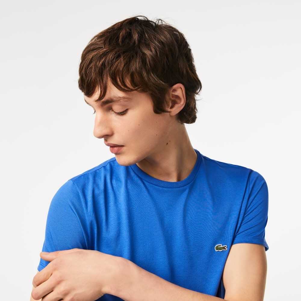 Lacoste Crew Neck Pima Cotton Jersey T-Shirt Blue | GHU-945836