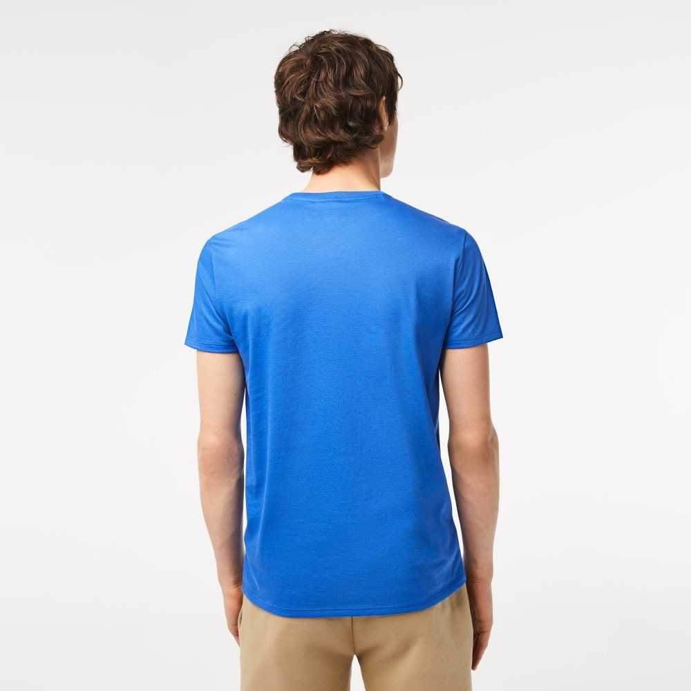 Lacoste Crew Neck Pima Cotton Jersey T-Shirt Blue | GHU-945836