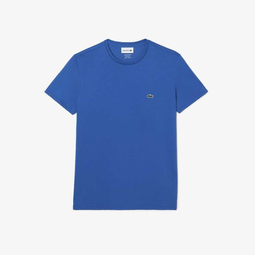 Lacoste Crew Neck Pima Cotton Jersey T-Shirt Blue | GHU-945836