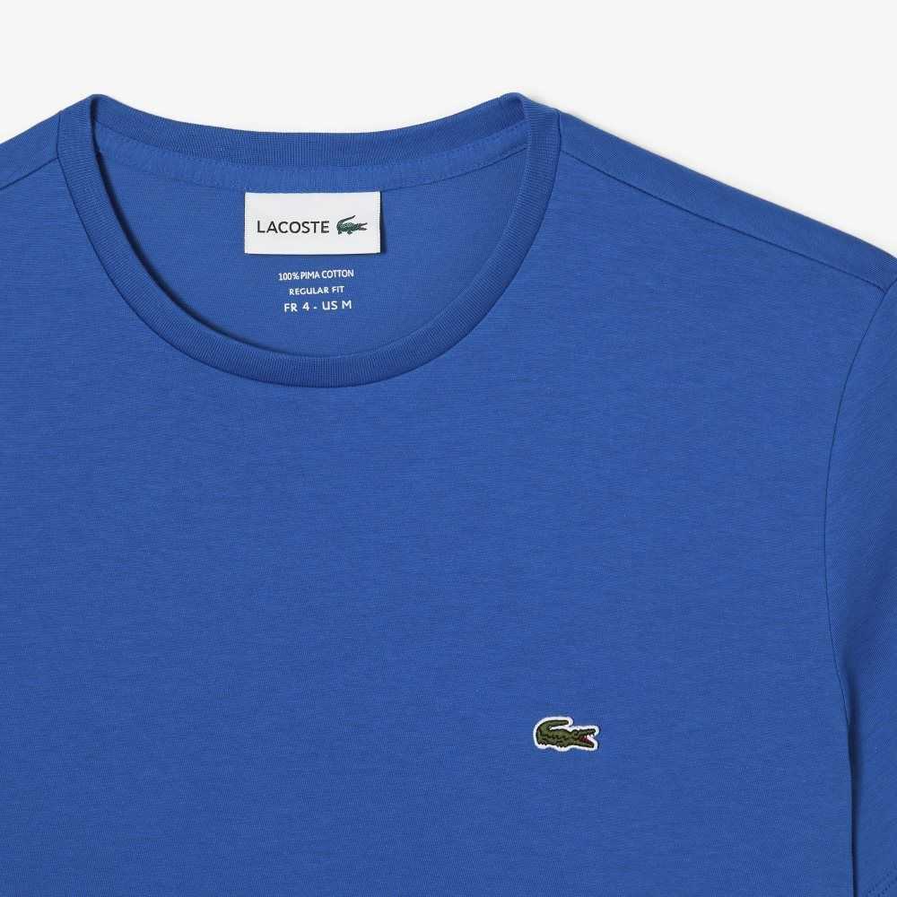 Lacoste Crew Neck Pima Cotton Jersey T-Shirt Blue | GHU-945836