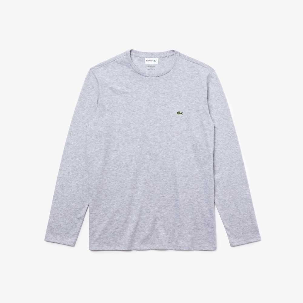 Lacoste Crew Neck Pima Cotton Jersey T-Shirt Grey Chine | GWI-596132