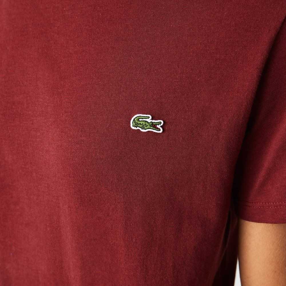 Lacoste Crew Neck Pima Cotton Jersey T-Shirt Bordeaux | MEK-398052