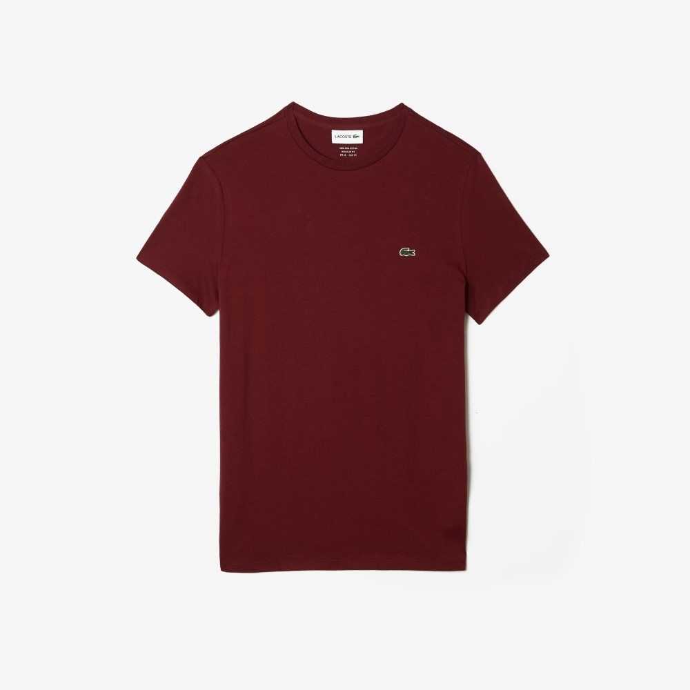 Lacoste Crew Neck Pima Cotton Jersey T-Shirt Bordeaux | MEK-398052