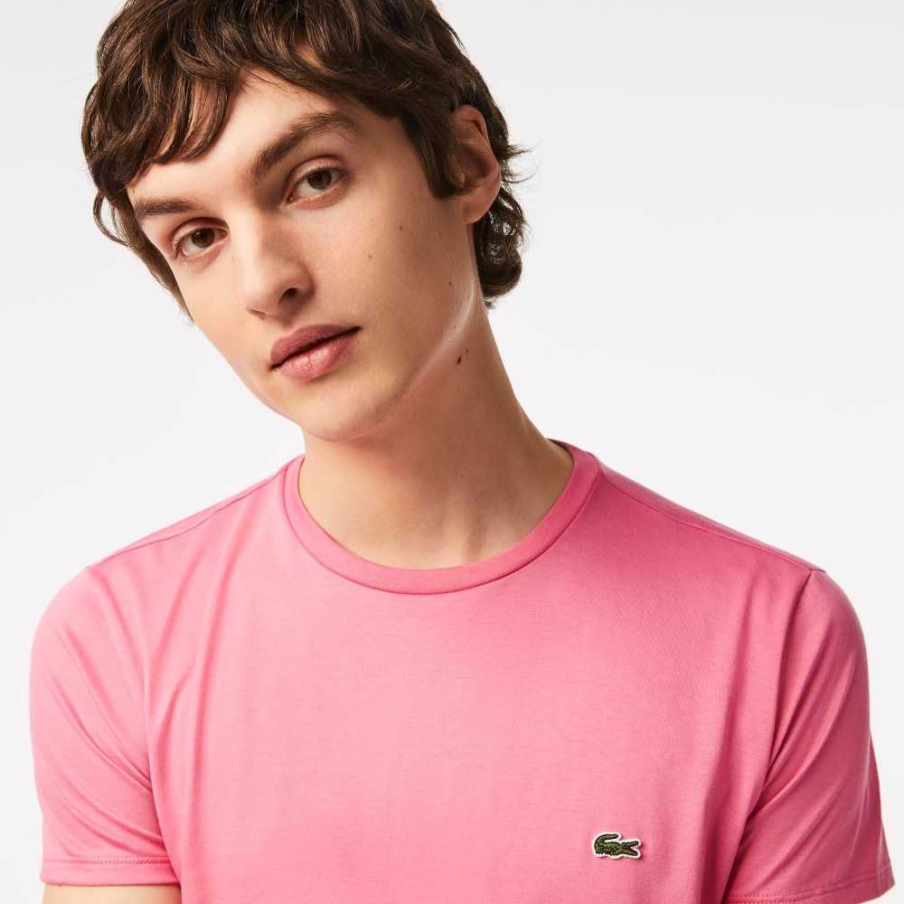 Lacoste Crew Neck Pima Cotton Jersey T-Shirt Pink | NUO-794658