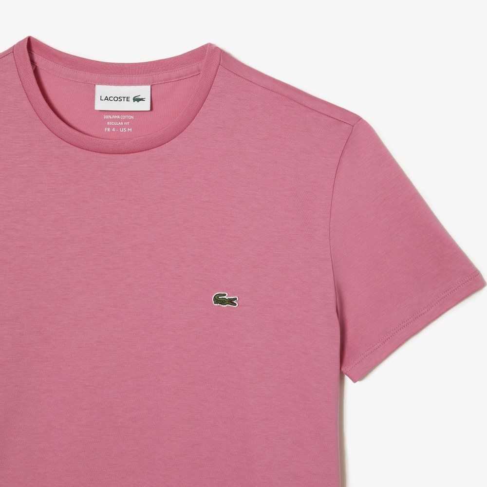 Lacoste Crew Neck Pima Cotton Jersey T-Shirt Pink | NUO-794658