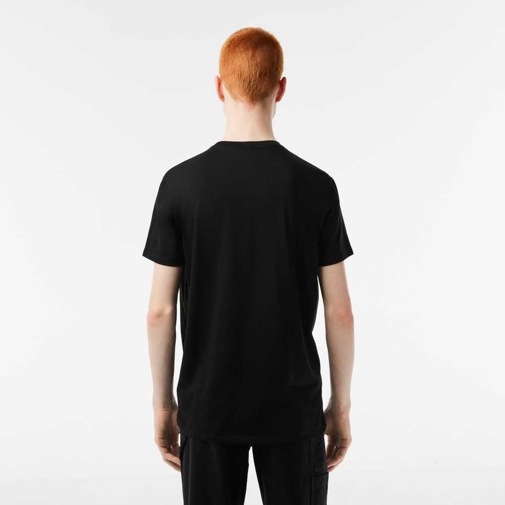 Lacoste Crew Neck Pima Cotton Jersey T-Shirt Black | NZK-176392