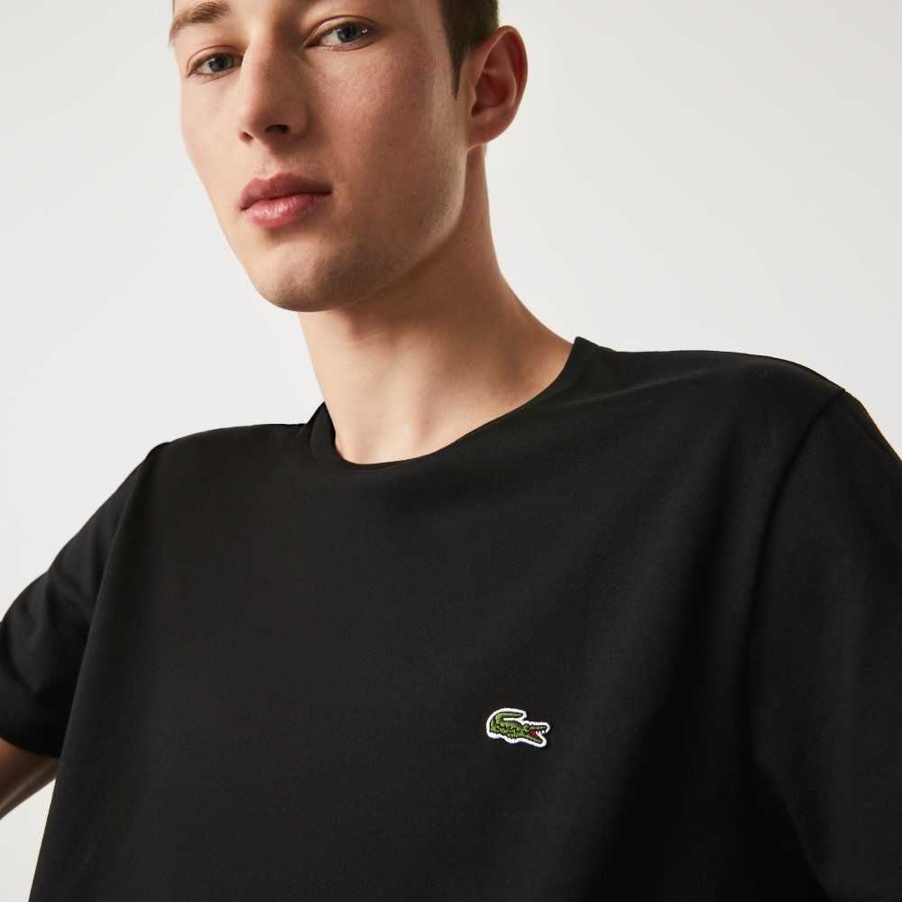 Lacoste Crew Neck Pima Cotton Jersey T-Shirt Black | NZK-176392