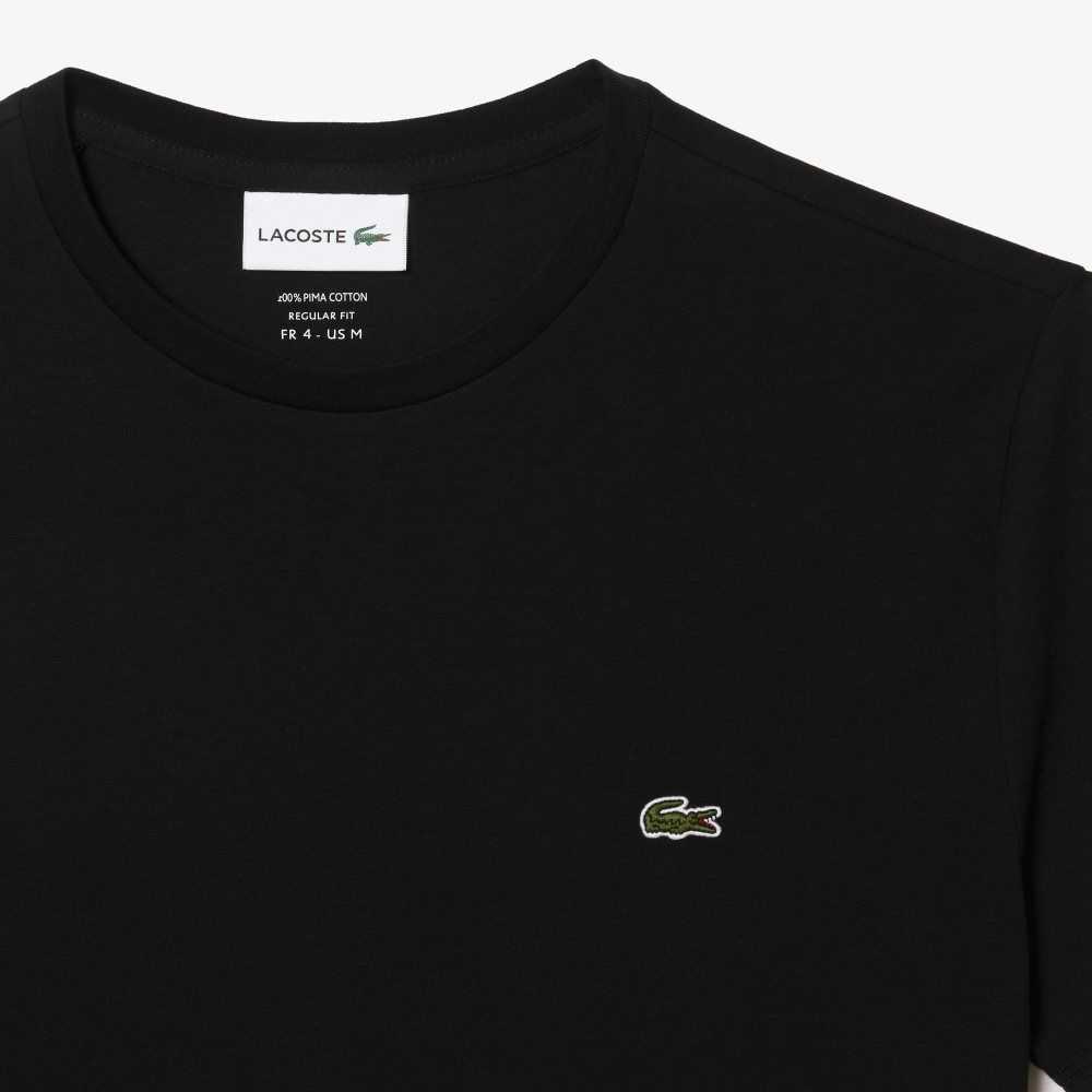 Lacoste Crew Neck Pima Cotton Jersey T-Shirt Black | NZK-176392