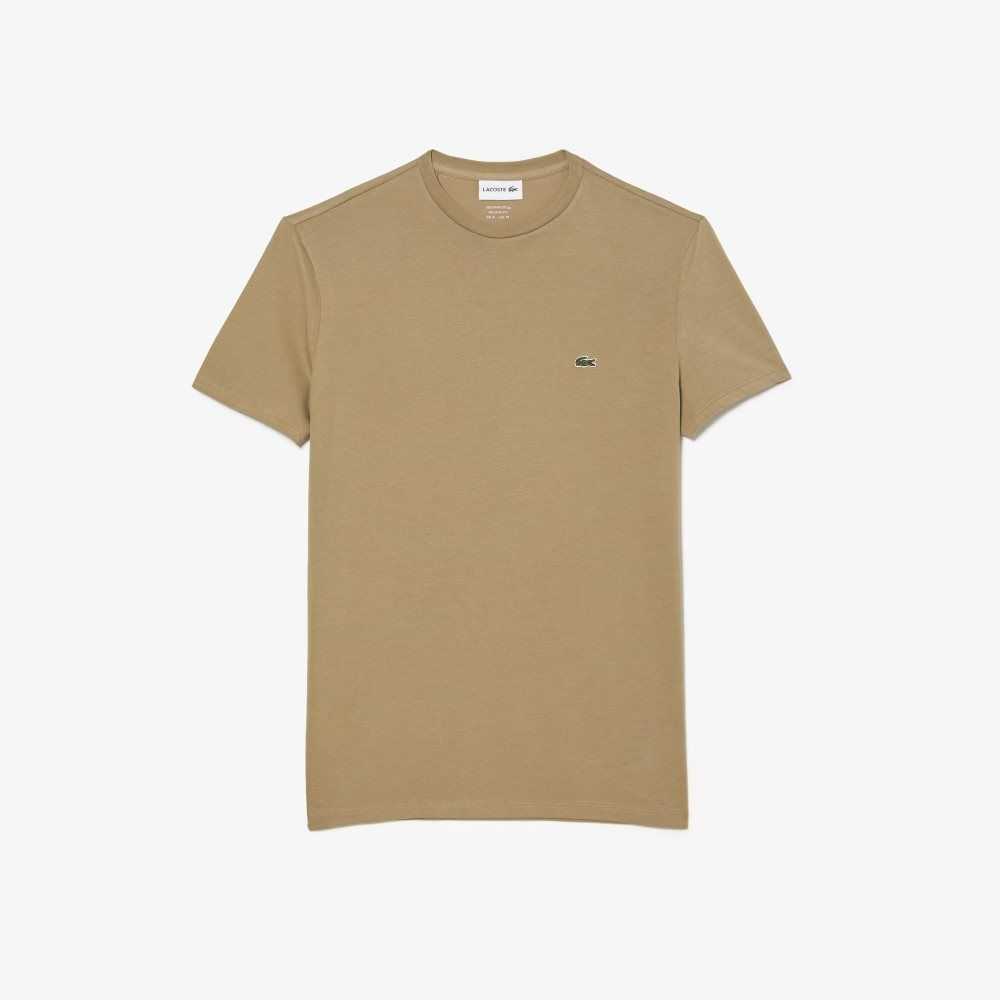 Lacoste Crew Neck Pima Cotton Jersey T-Shirt Beige | ODG-940725