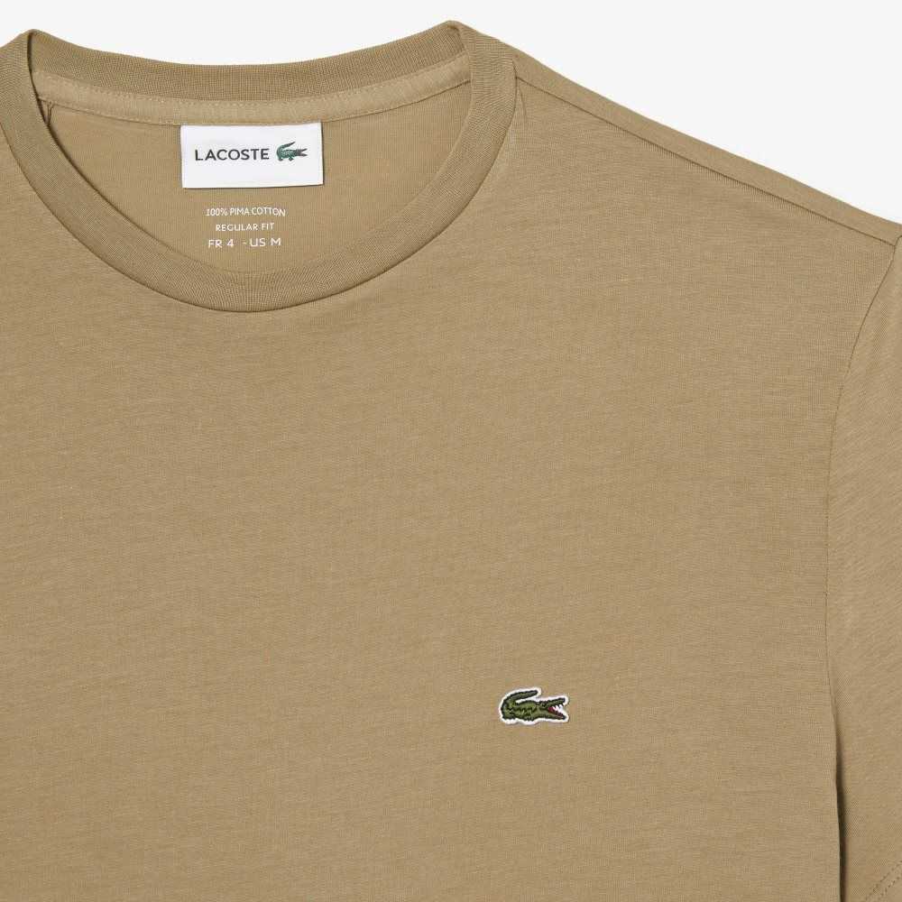 Lacoste Crew Neck Pima Cotton Jersey T-Shirt Beige | ODG-940725