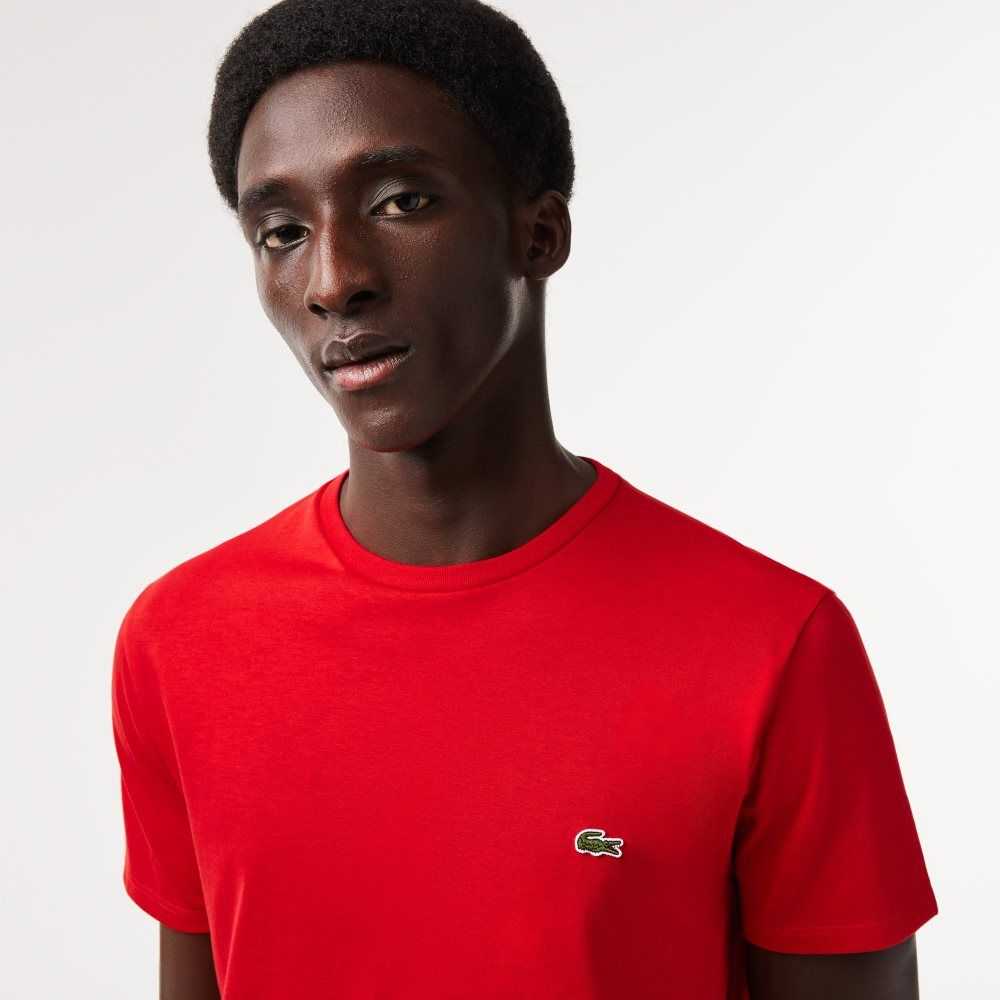 Lacoste Crew Neck Pima Cotton Jersey T-Shirt Red | OJK-348917