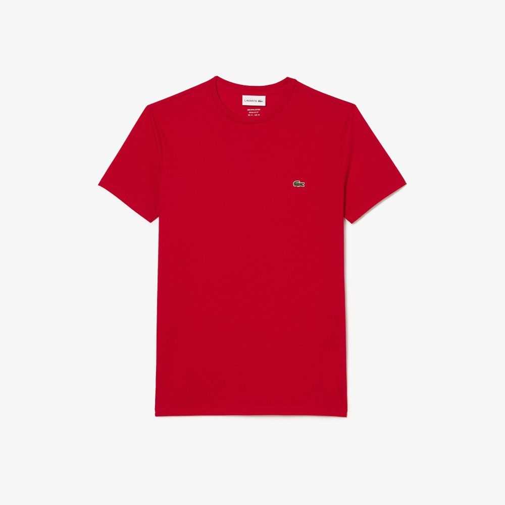 Lacoste Crew Neck Pima Cotton Jersey T-Shirt Red | OJK-348917