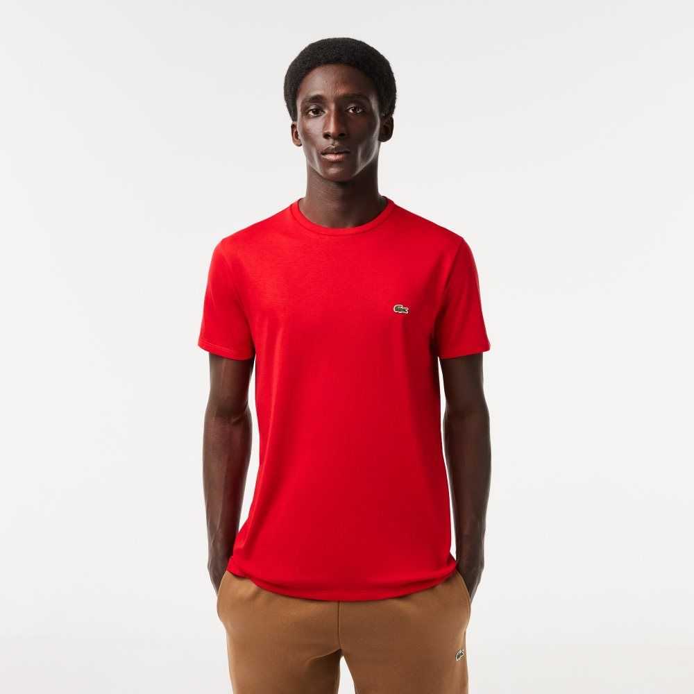 Lacoste Crew Neck Pima Cotton Jersey T-Shirt Red | OJK-348917