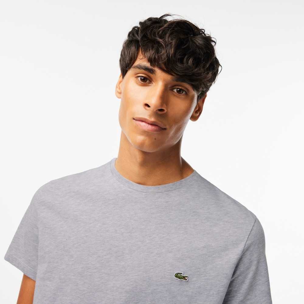 Lacoste Crew Neck Pima Cotton Jersey T-Shirt Grey Chine | RMO-750234