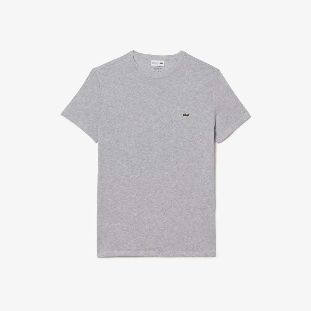 Lacoste Crew Neck Pima Cotton Jersey T-Shirt Grey Chine | RMO-750234