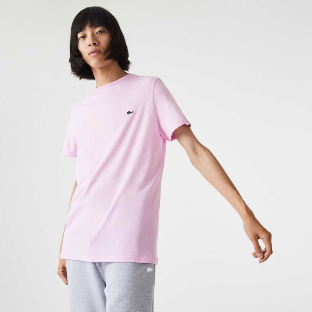 Lacoste Crew Neck Pima Cotton Jersey T-Shirt Pink | SMD-306287