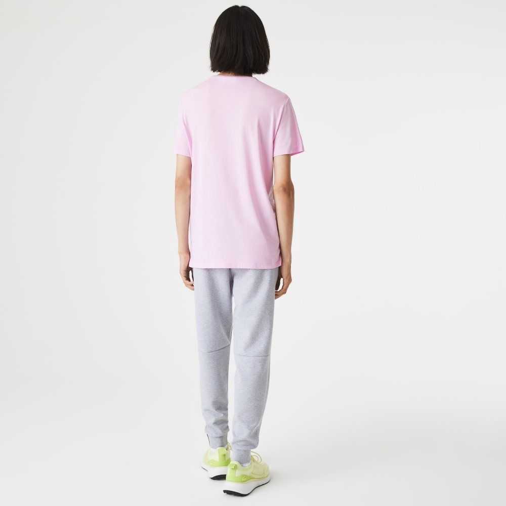 Lacoste Crew Neck Pima Cotton Jersey T-Shirt Pink | SMD-306287