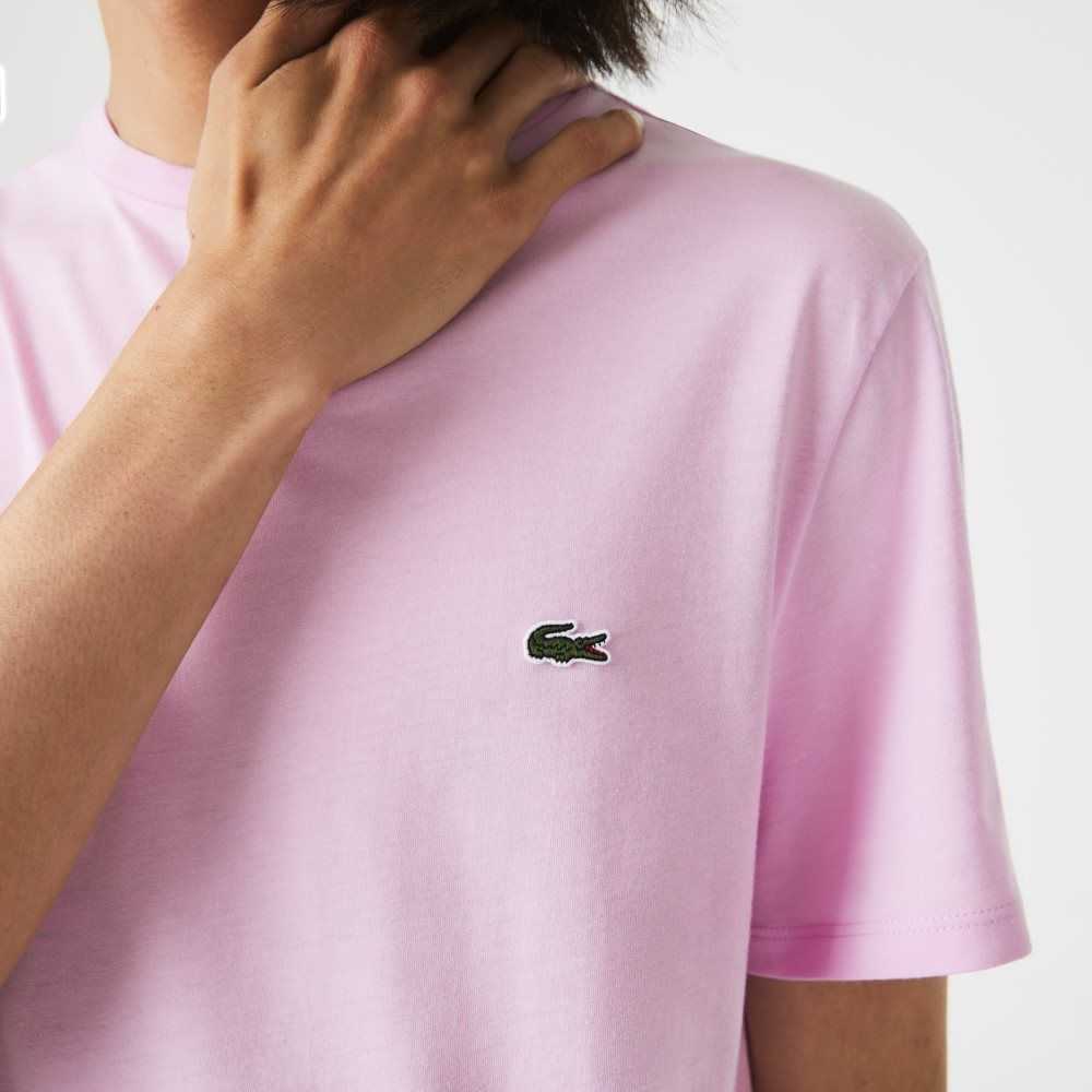 Lacoste Crew Neck Pima Cotton Jersey T-Shirt Pink | SMD-306287