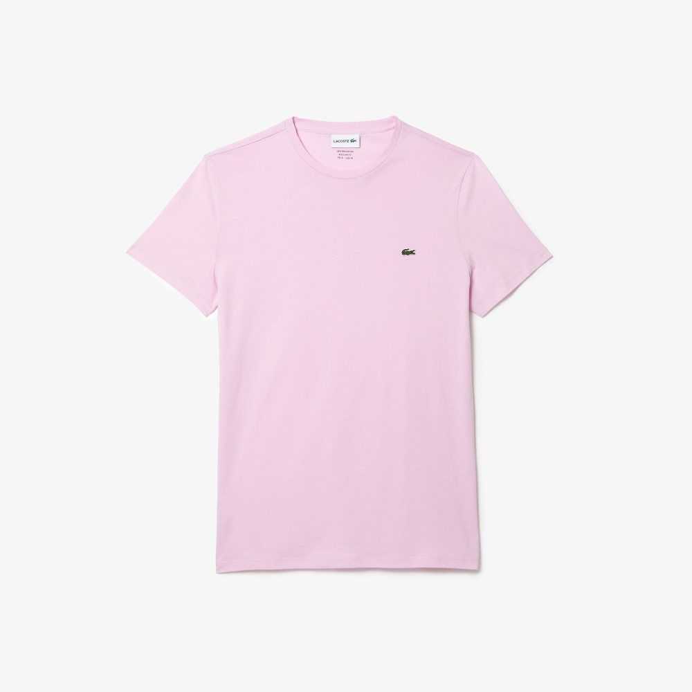 Lacoste Crew Neck Pima Cotton Jersey T-Shirt Pink | SMD-306287