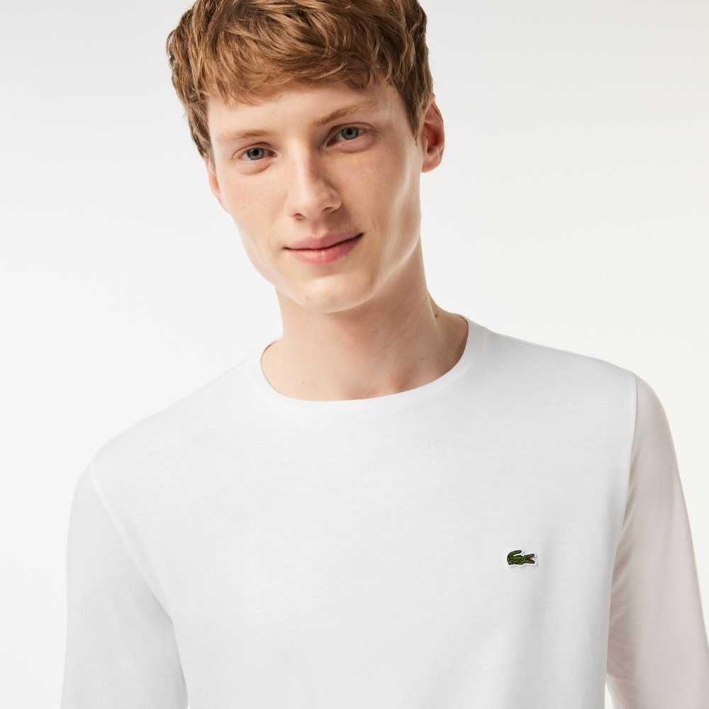 Lacoste Crew Neck Pima Cotton Jersey T-Shirt White | SPG-704158