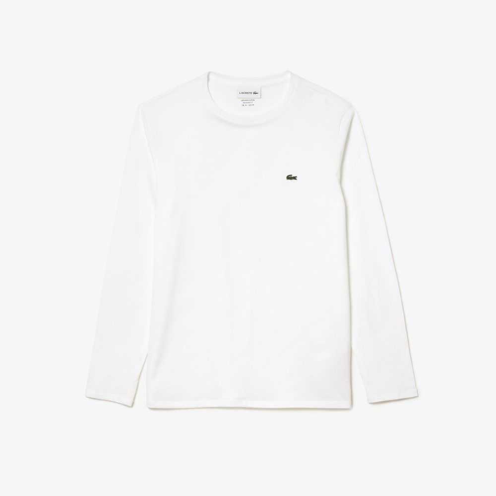 Lacoste Crew Neck Pima Cotton Jersey T-Shirt White | SPG-704158