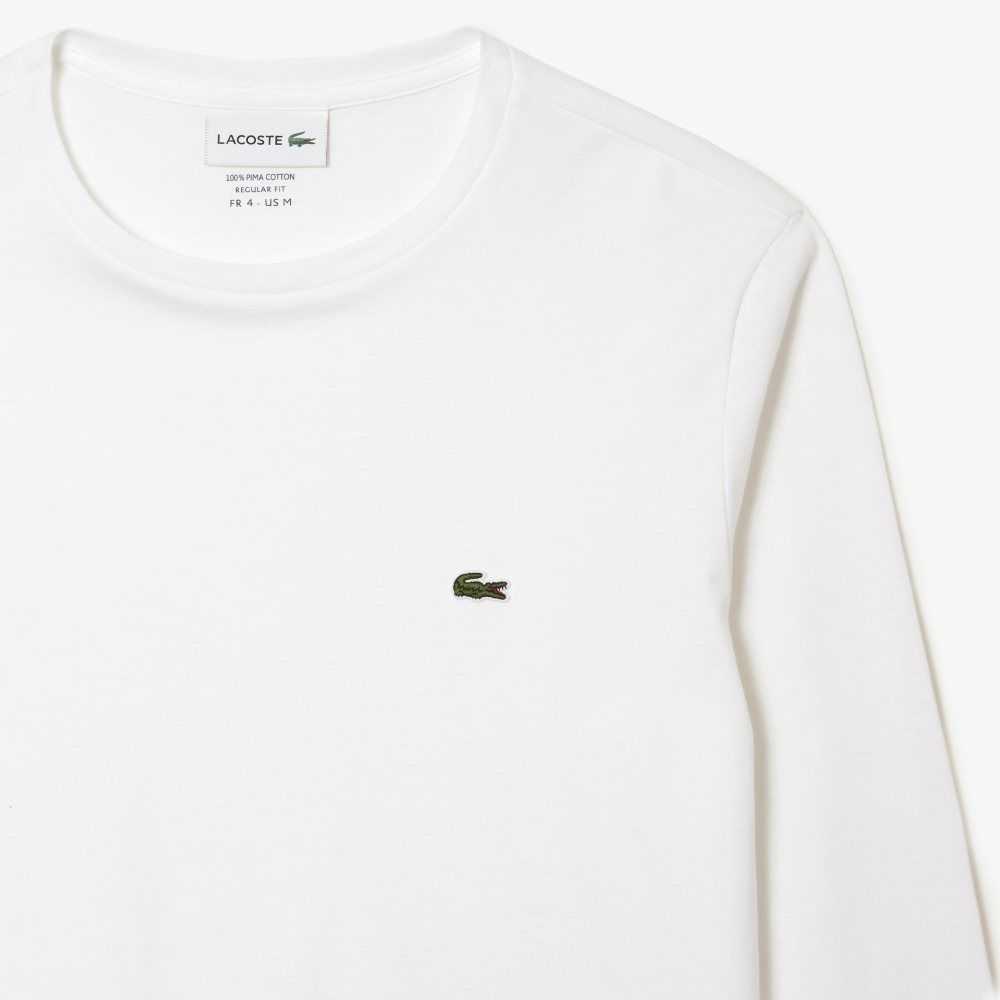 Lacoste Crew Neck Pima Cotton Jersey T-Shirt White | SPG-704158