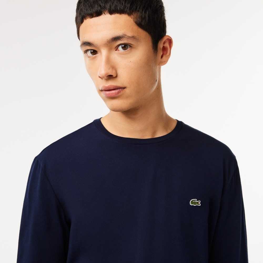 Lacoste Crew Neck Pima Cotton Jersey T-Shirt Navy Blue | UFE-674132