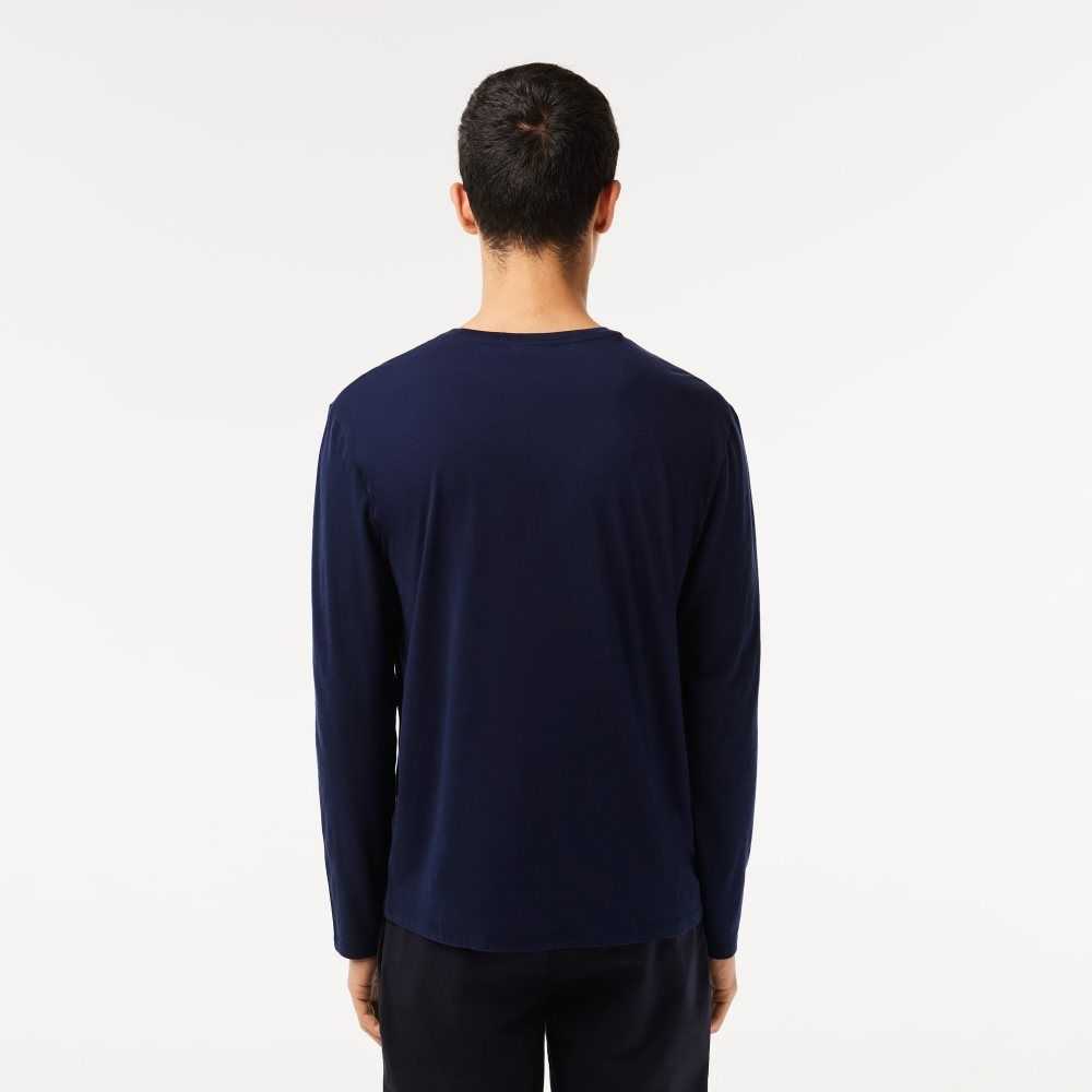 Lacoste Crew Neck Pima Cotton Jersey T-Shirt Navy Blue | UFE-674132