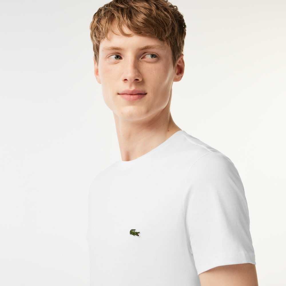 Lacoste Crew Neck Pima Cotton Jersey T-Shirt White | YUX-837619