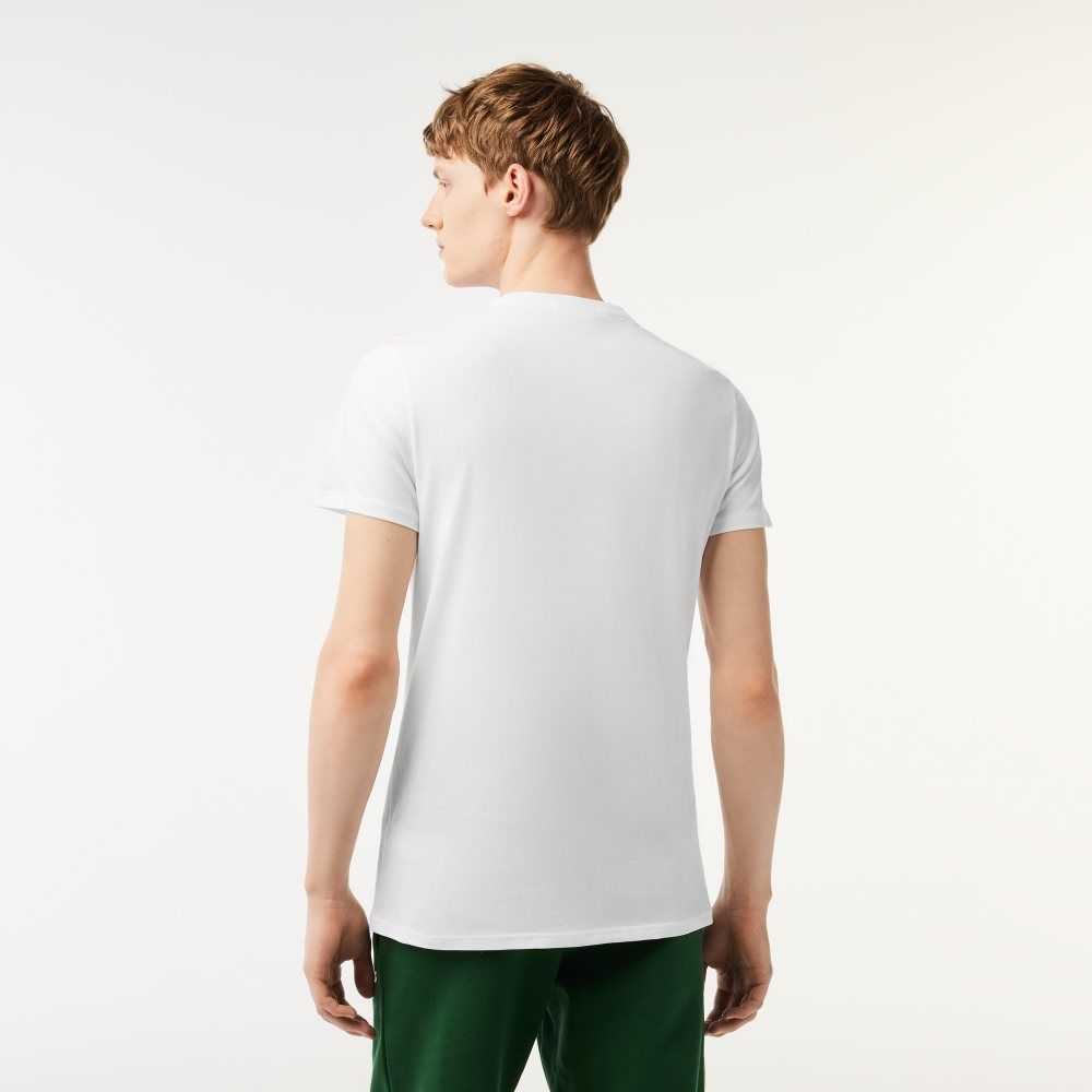 Lacoste Crew Neck Pima Cotton Jersey T-Shirt White | YUX-837619